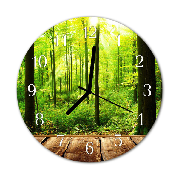 Glass Wall Clock Forest forest green