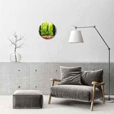 Glass Wall Clock Forest forest green