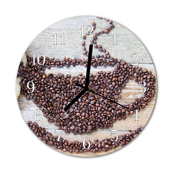 Glass Wall Clock Coffee beans food and drinks brown