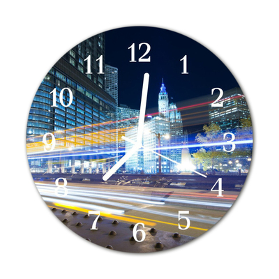 Glass Wall Clock Skyline beverages blue