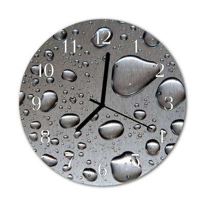 Glass Wall Clock Drops nature grey