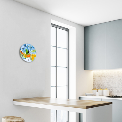 Glass Wall Clock Citrus plants multi-coloured