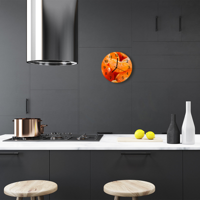 Glass Wall Clock Tangerines fruit orange