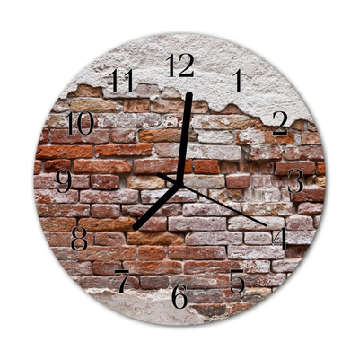 Glass Wall Clock Brick architecture red