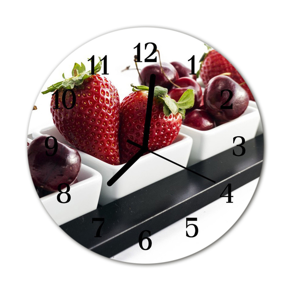 Glass Wall Clock Strawberries fruit red