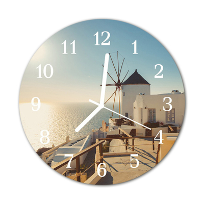 Glass Wall Clock Santorini santorini white