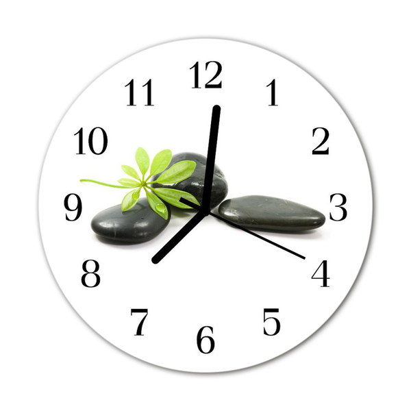 Glass Wall Clock Stones stones black