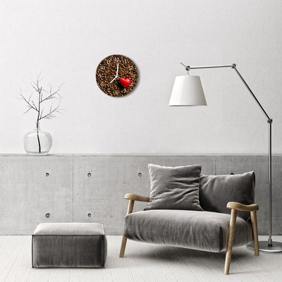 Glass Wall Clock Coffee beans food and drinks brown