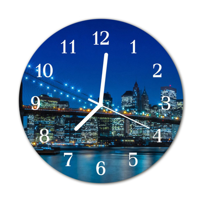 Glass Wall Clock Skyline beverages blue