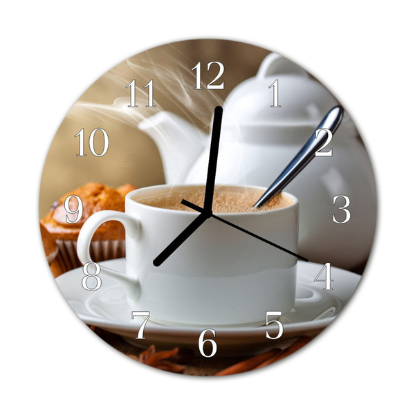 Glass Wall Clock Cup food and drinks white