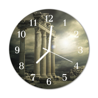 Glass Wall Clock Acropolis architecture grey