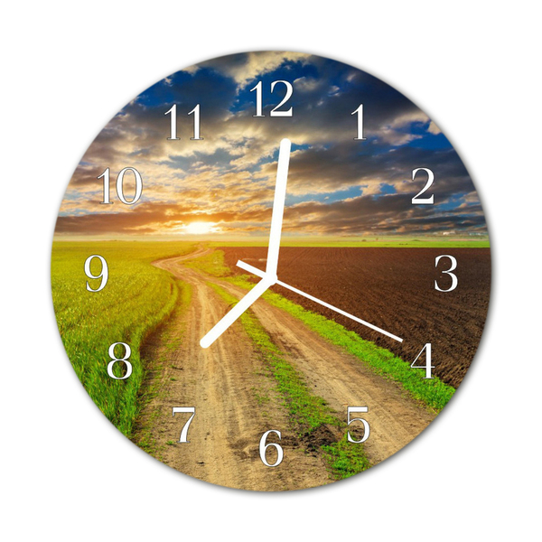 Glass Wall Clock Field field green