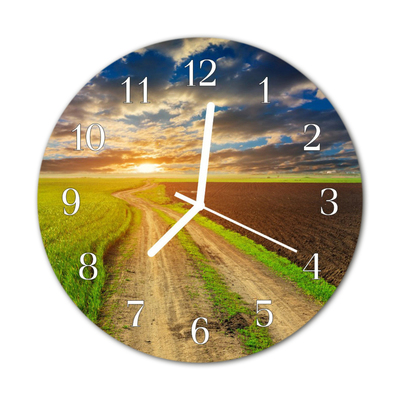 Glass Wall Clock Field field green