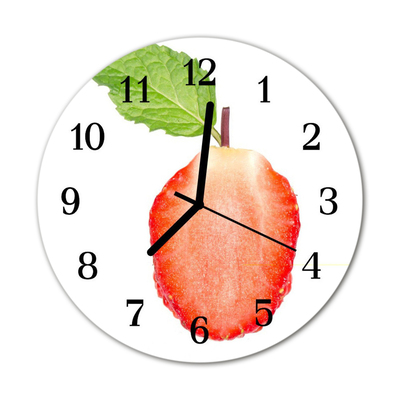 Glass Wall Clock Strawberry fruit red