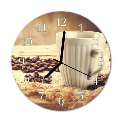 Glass Wall Clock Coffee food and drinks brown