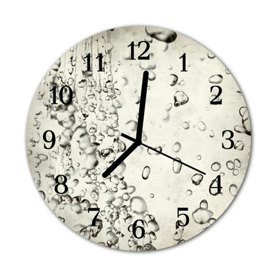 Glass Wall Clock Drops nature grey