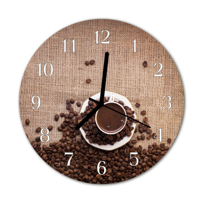 Glass Wall Clock Coffee beans food and drinks brown