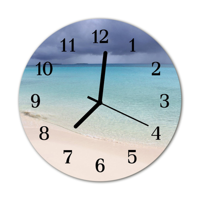 Glass Wall Clock Beach landscape blue