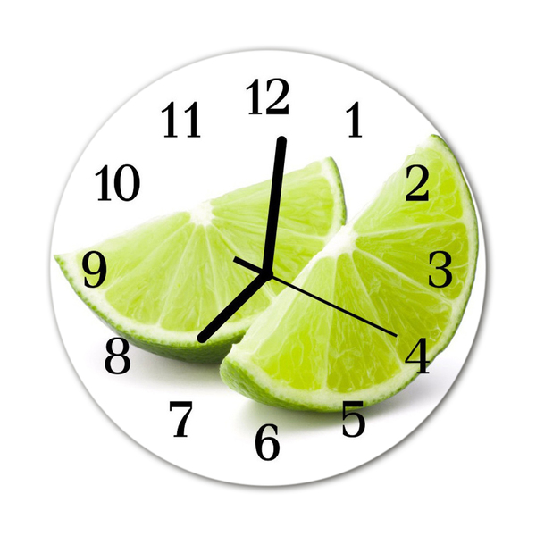 Glass Wall Clock Lime fruit green