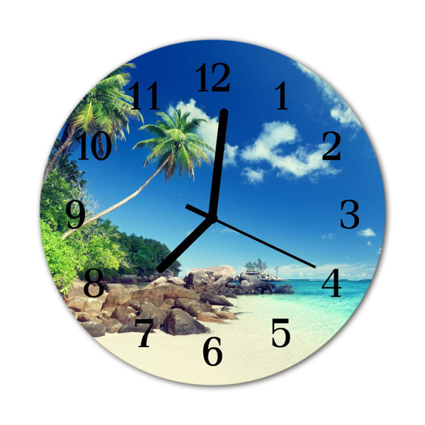 Glass Wall Clock Palm trees beach plants landscape multi-coloured