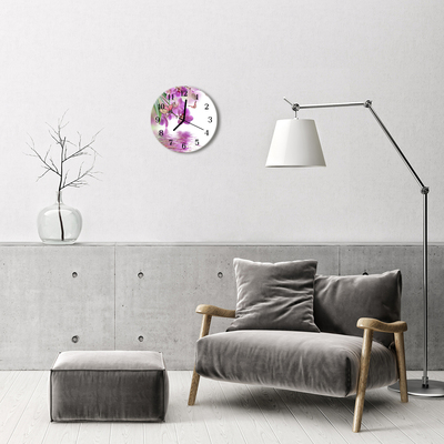 Glass Wall Clock Butterflies animals purple