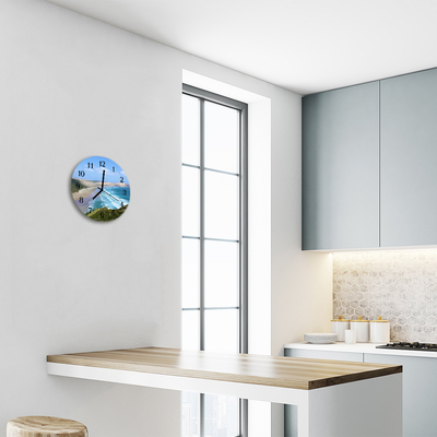 Glass Wall Clock Coast landscape blue