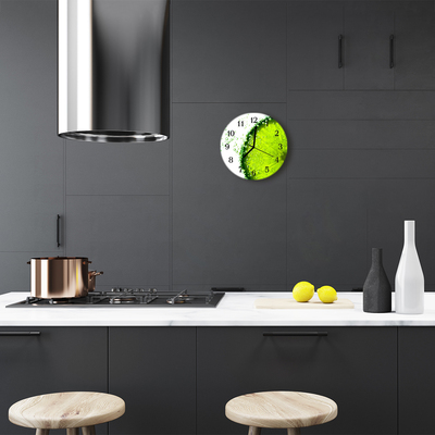 Glass Wall Clock Lime fruit green