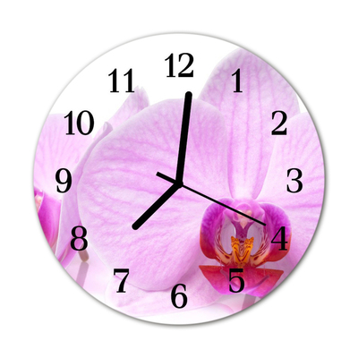 Glass Wall Clock Orchid flowers purple