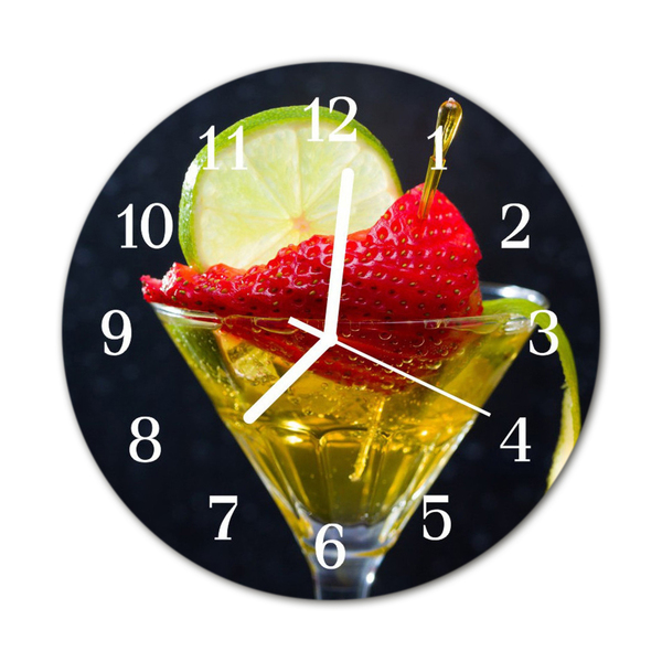 Glass Wall Clock Cocktail food and drinks multi-coloured