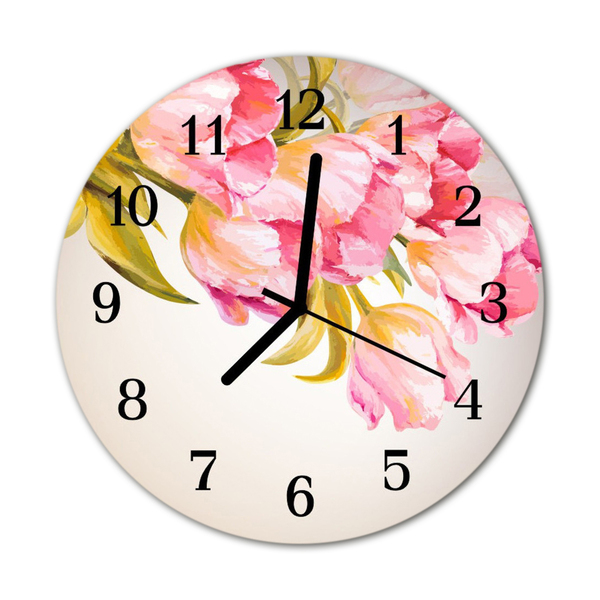 Glass Wall Clock Watercolors art pink