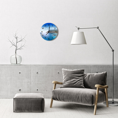 Glass Wall Clock Bay landscape blue