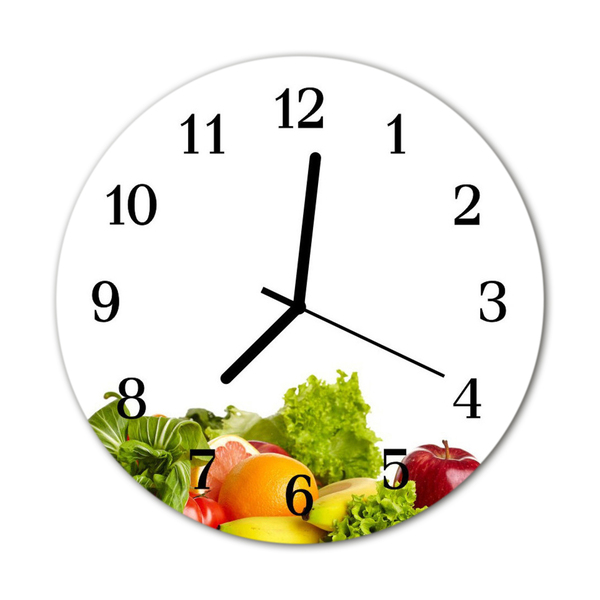 Glass Wall Clock Vegetables food and drinks multi-coloured