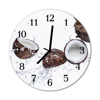 Glass Wall Clock Coconuts food and drinks brown