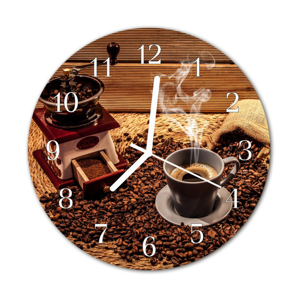 Glass Wall Clock Coffee beans food and drinks brown