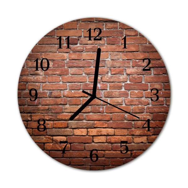 Glass Wall Clock Brick architecture red