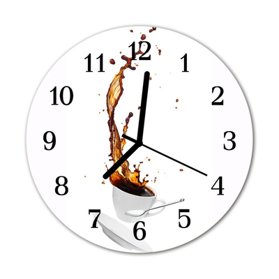 Glass Wall Clock Coffee food and drinks white