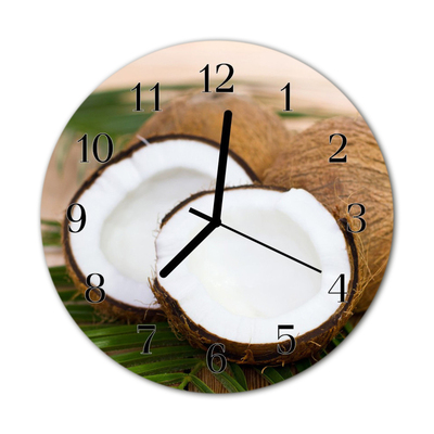 Glass Wall Clock Coconuts food and drinks brown