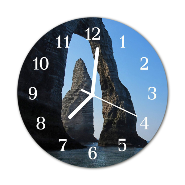 Glass Wall Clock Rock nature blue