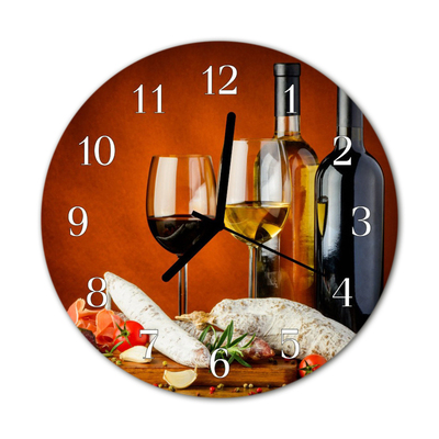 Glass Wall Clock Wine food and drinks red