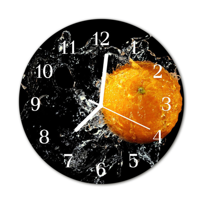 Glass Wall Clock Orange fruit orange