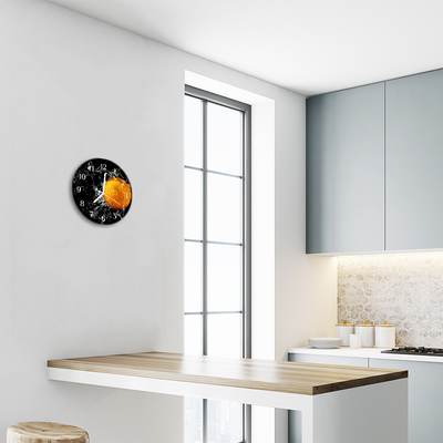 Glass Wall Clock Orange fruit orange