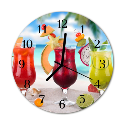 Glass Wall Clock Cocktail food and drinks multi-coloured