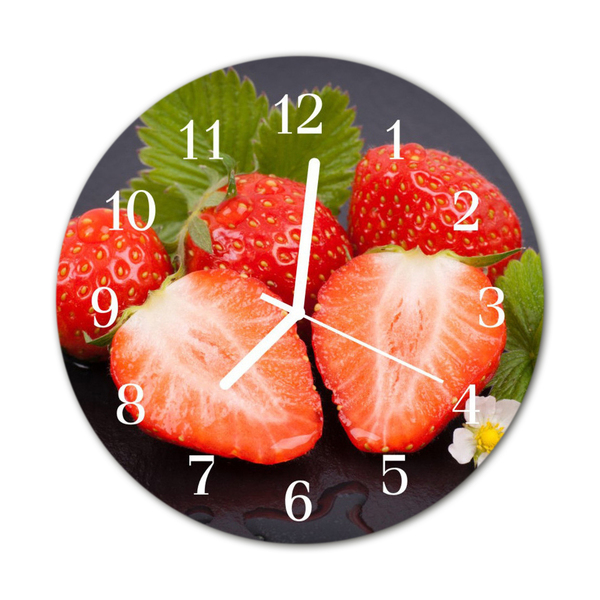 Glass Wall Clock Strawberries fruit red