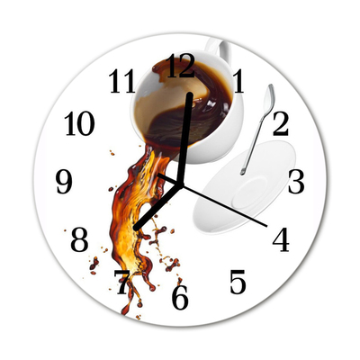 Glass Wall Clock Coffee food and drinks white