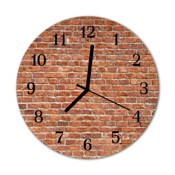 Glass Wall Clock Brick architecture red