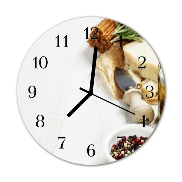 Glass Wall Clock Pasta pasta white