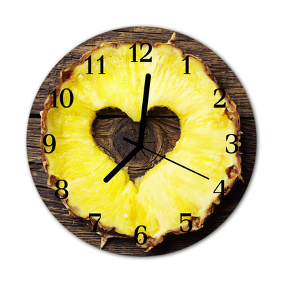 Glass Wall Clock Pineapple fruit yellow