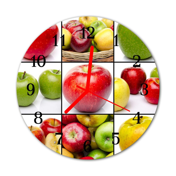 Glass Wall Clock Apples fruit multi-coloured