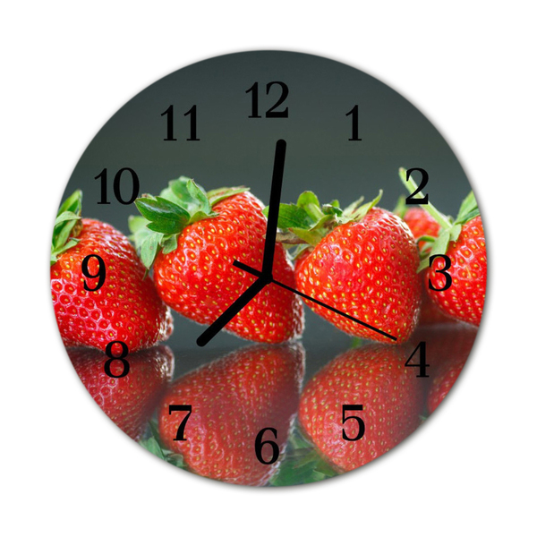 Glass Wall Clock Strawberries fruit red