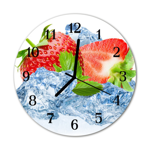 Glass Wall Clock Strawberries ice cream fruit ice red